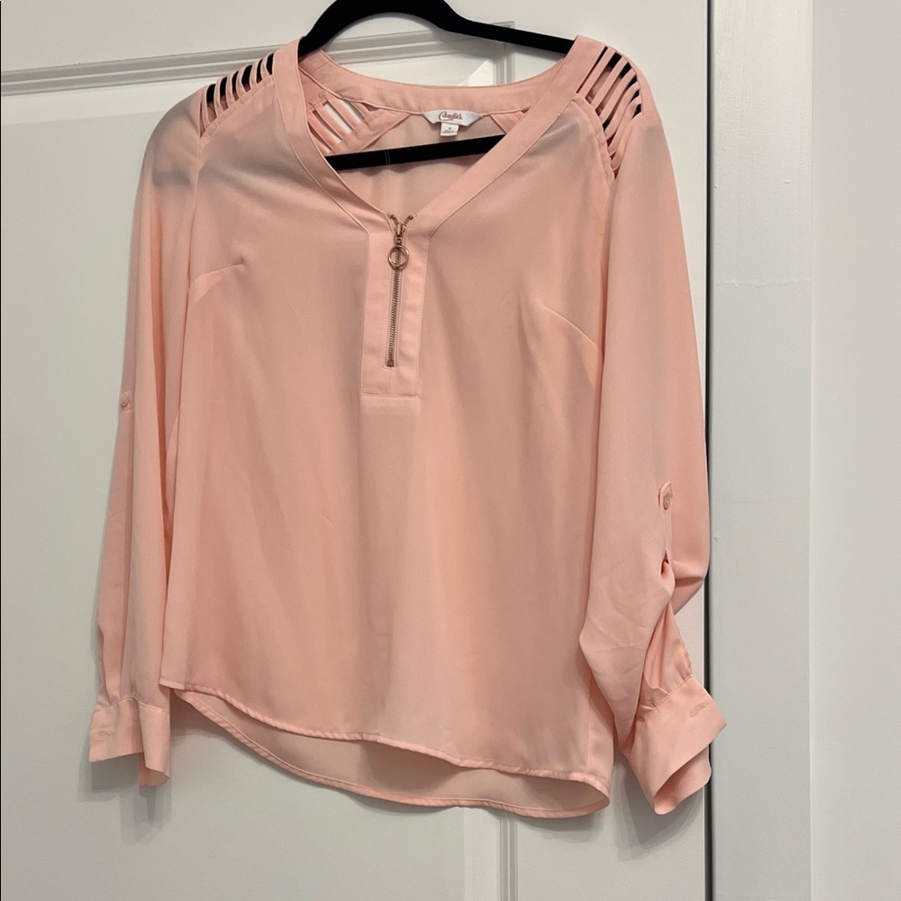 Candie's Soft Pink Blouse with Zipper Detail